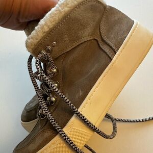 Marc Fisher Taupe Suede ankle boot with Cream Sole